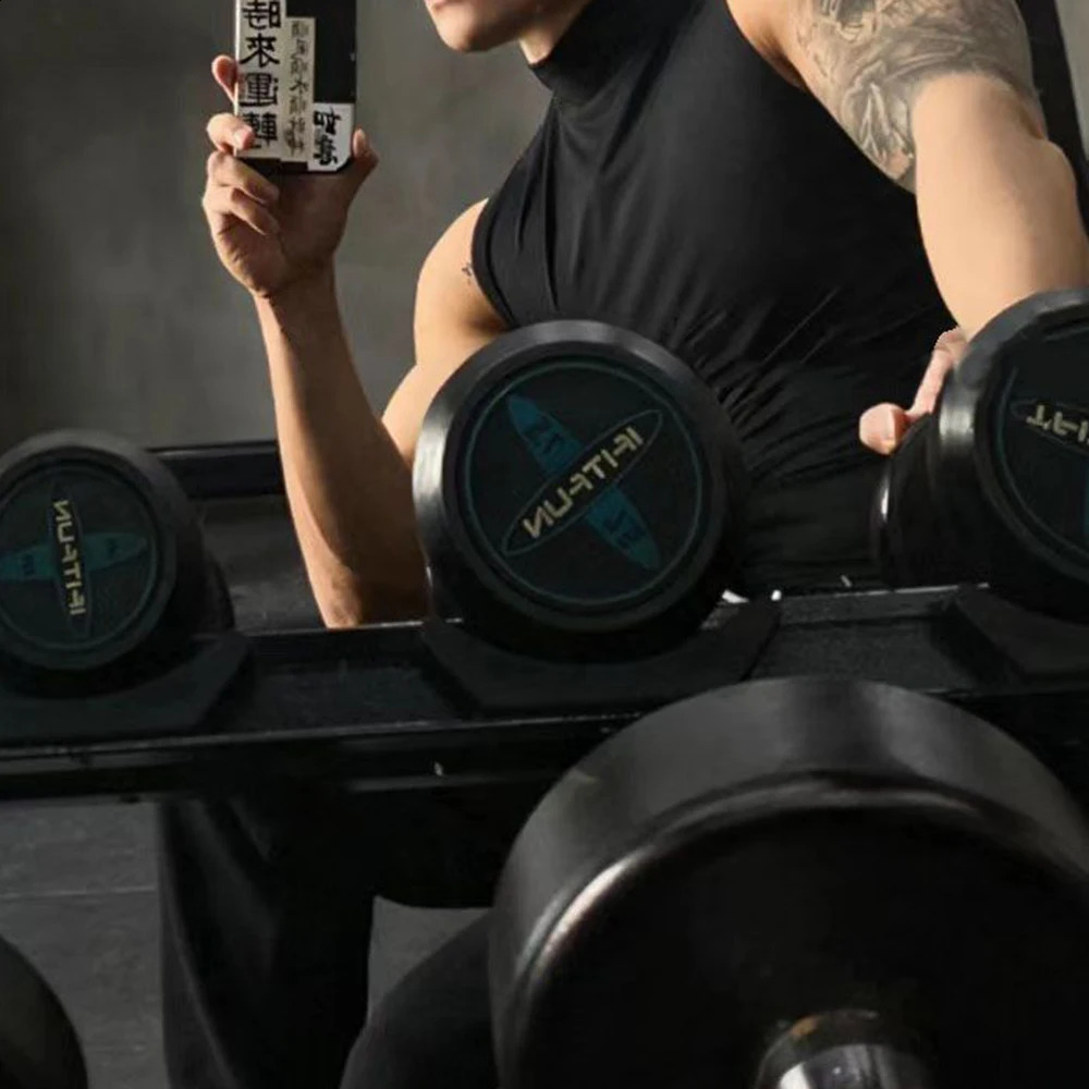 Gym Sleeveless Vests Workout Tank Top Sexy Men Bodybuilding Tight Singlet Fitness Muscle Man Sports Sweatshirt Mock Neck Clothes 240826