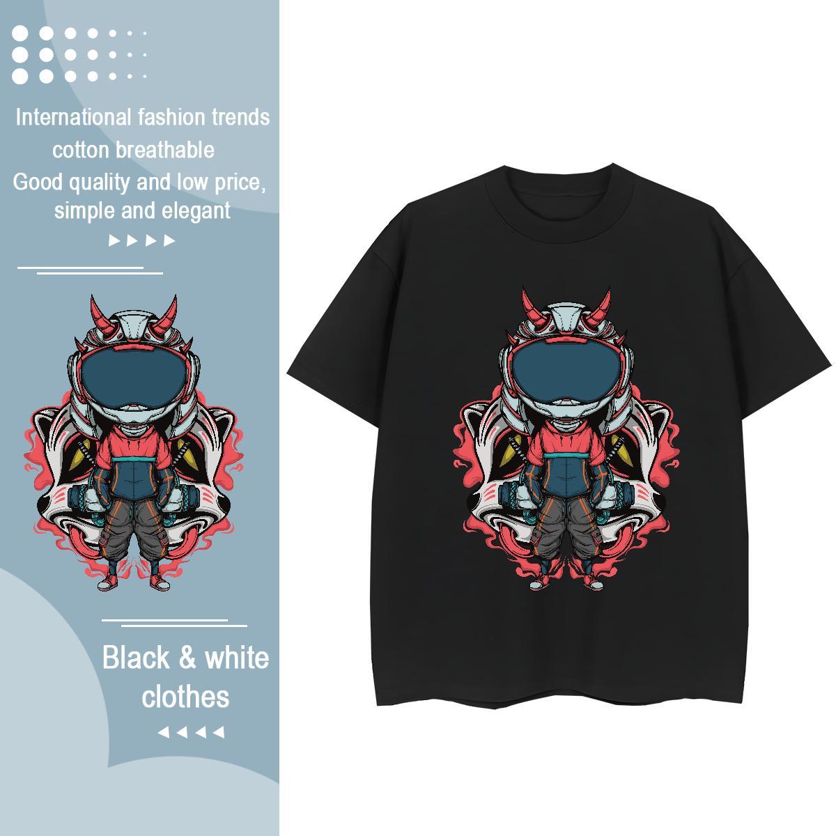 High Quality Mens T Shirts 230g Cotton robot Street Casual White Plus Size Short Sleeve Soft Mens Tshirts 2024 New Top Tees