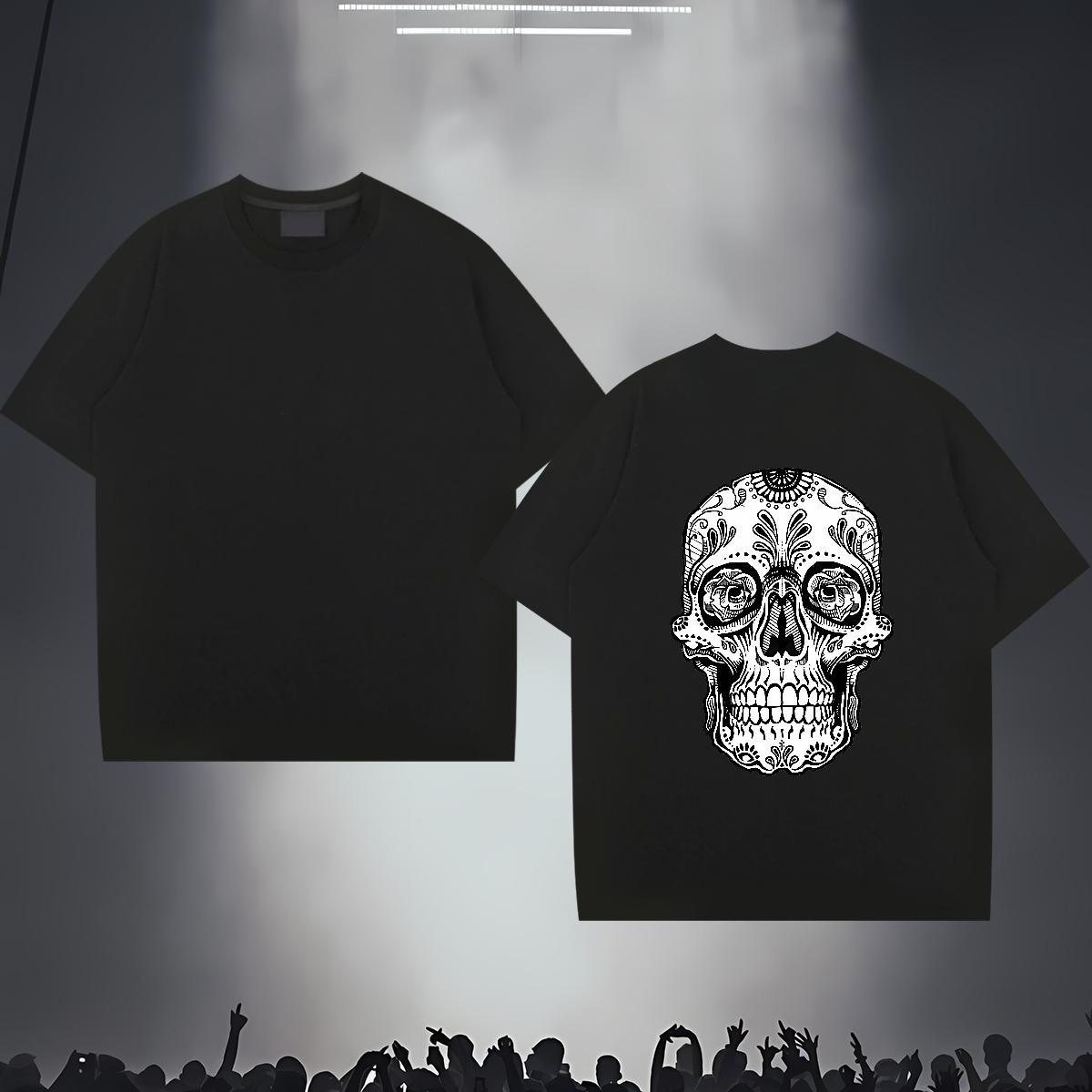 TOP Quality T Shirts Men 230g Pure Cotton skull Hip Hop DIY Logo Oversized Breathable Tshirt for Man Woman New Designer Tops Tees