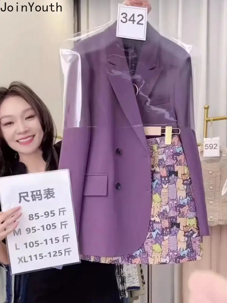 2 Piece Skirt Set Women Temperament Oversized Blazer Coat High Waist Floral Bodycon Mini Skirts Outfits Korean Fashion Suits 240826