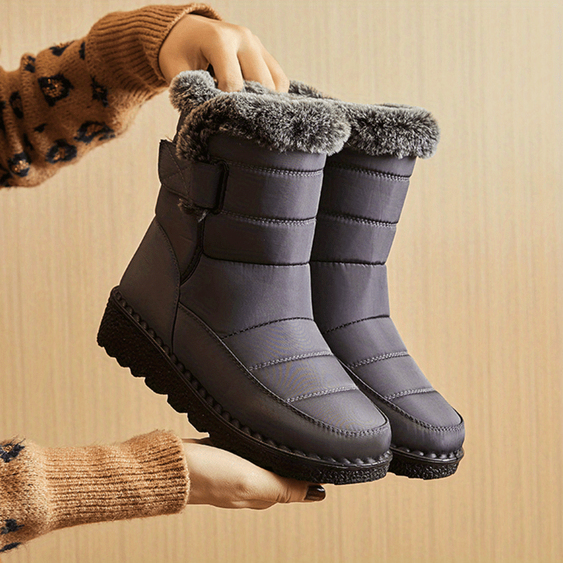 Cozy Faux Fur ed Winter Women Warm, Plush, and Furry Platform Ankle Boots Long Cotton Shoes Slip-On Design Comfortable Footwear Cold Weather for Snow