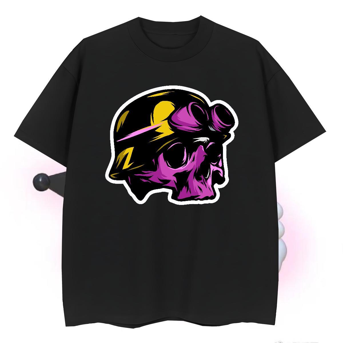Unisex T Shirt For Man 230g Pure Cotton skull Outdoor Floral Print Breathable Crew Neck Men Tops Tees DIY Customized Tee Shirt