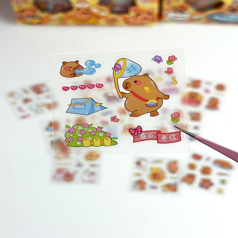 Capibala Sticker Set Creative Cartoon Waterproof Stationery Stickers Internet Celebrity Children's Student DIY Account Material