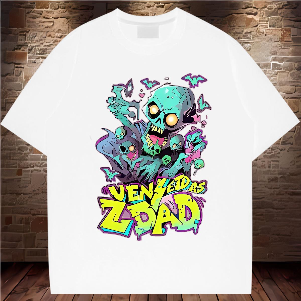 Brand T-Shirts for Men 100% Cotton 230g skull Street Wear Plus Size Cartoon Breathable Crew Neck Men Tshirts Classic Tops