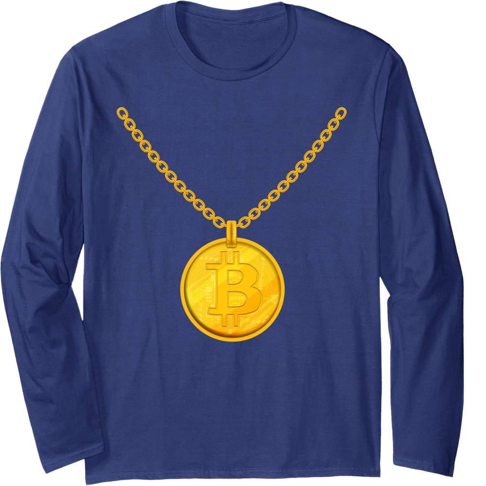 Long Sleeve Shirts for Men sweatshirt Bitcoin Golden Chain Cryptocurrency Funny Gift Long Sleeve Tee Streetwear Casual tops clothes