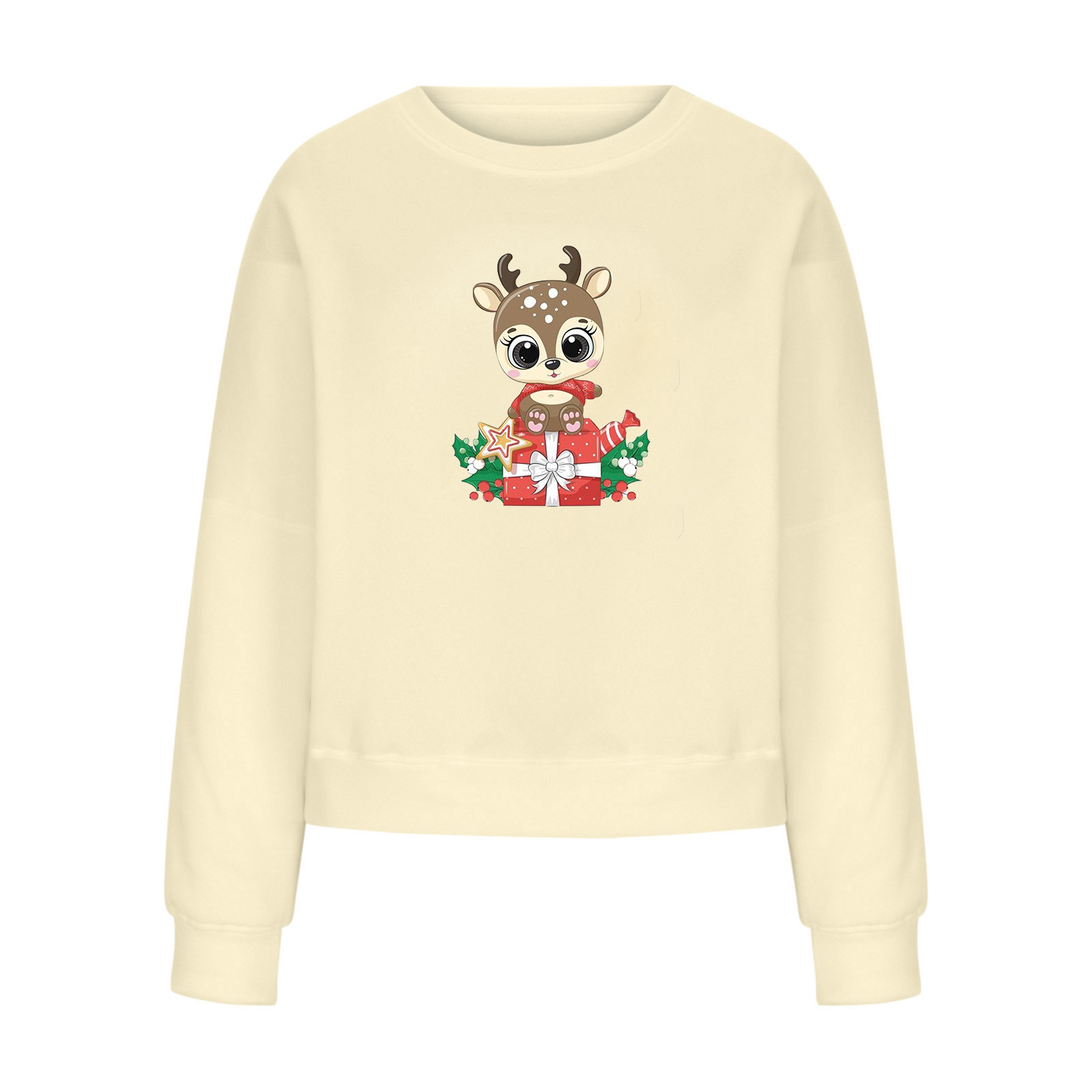 Personalized cute deer print plus size women's loose fit dongdumaoyi