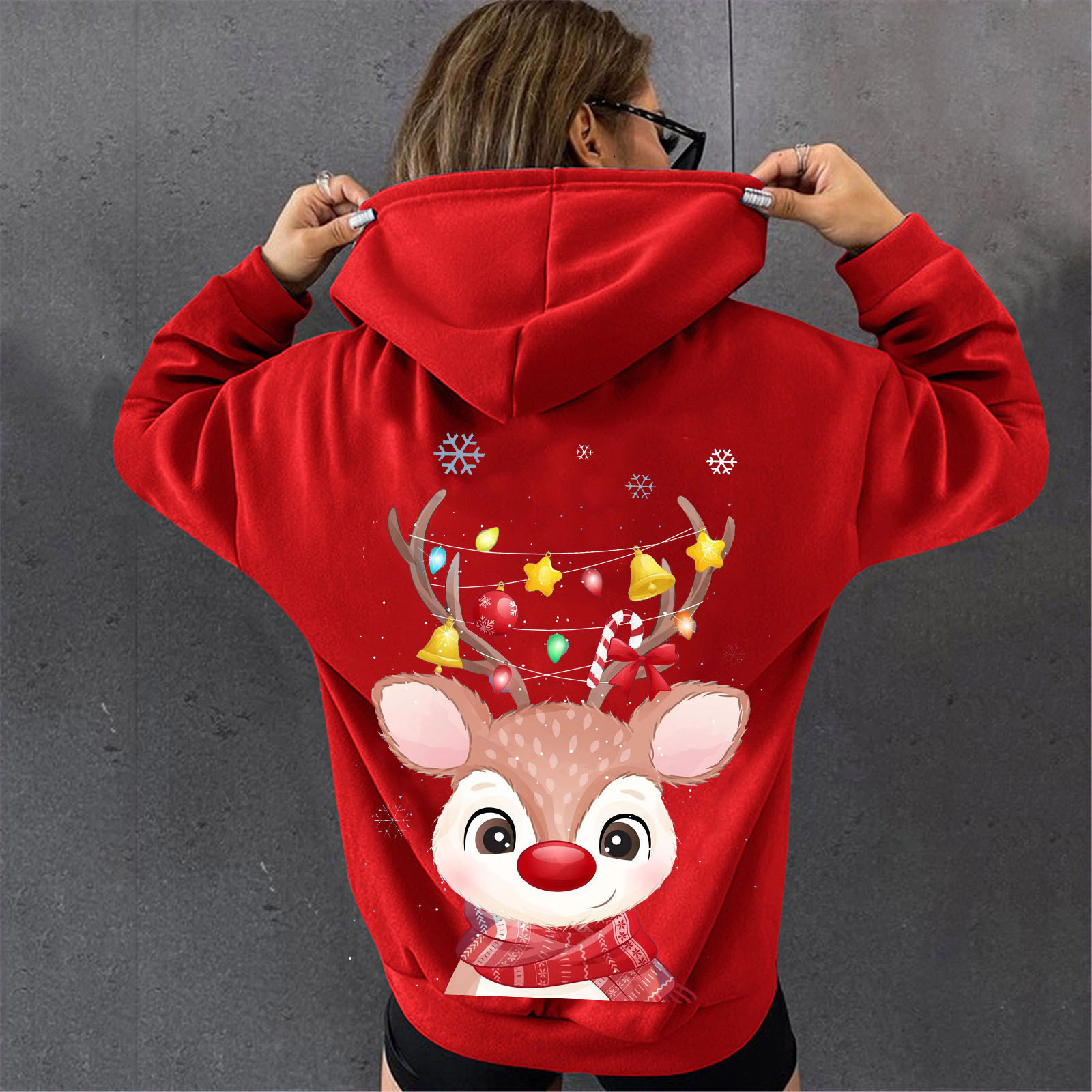 Women's hooded cute deer print hoodie dongdumaoyi