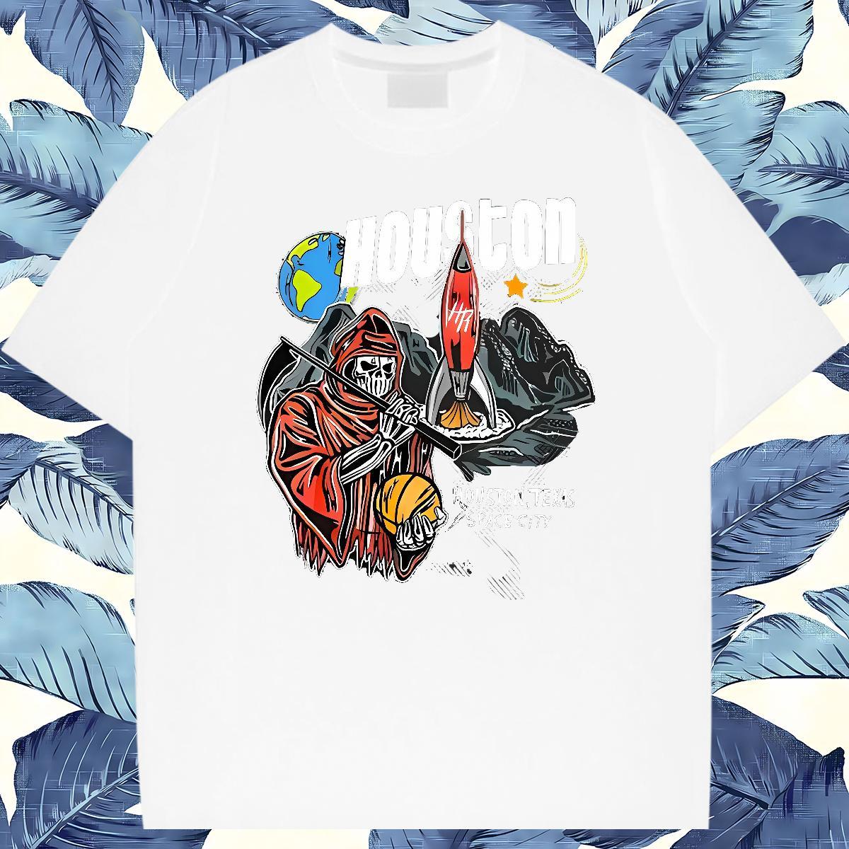 Soft T shirt 230g Cotton skull Street Casual Skull Breathable Crew Neck Men Clothes T-Shirt Fashion Designer Polos