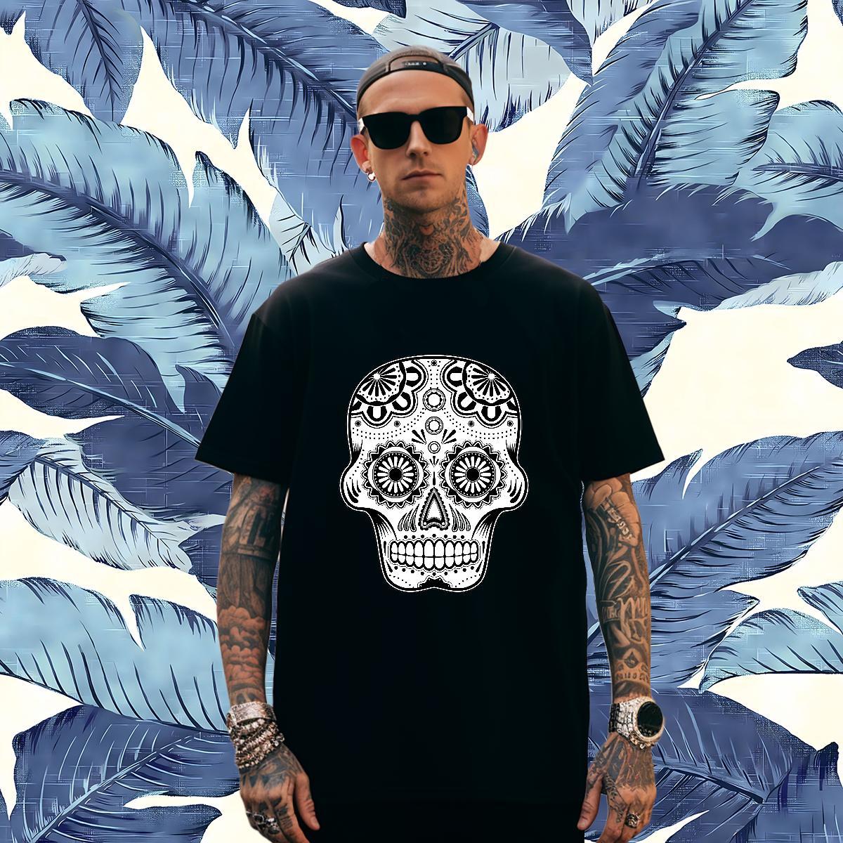 High Quality T Shirts Men 100% Cotton 230g skull Daily Outfit Plus Size Custom Short Sleeve Soft Men Clothes T-Shirt New Designer Top Tees