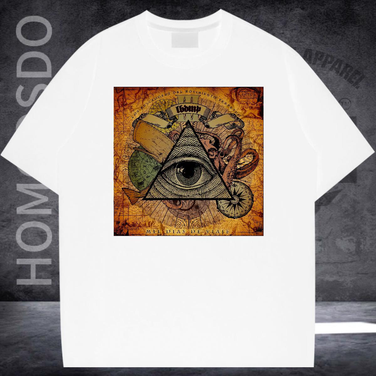 Wholesale T-Shirts 230g 100% Cotton eye of the devil Casual Beach Custom Printing Breathable Crew Neck Couples T Shirts Factory Direct Clothes