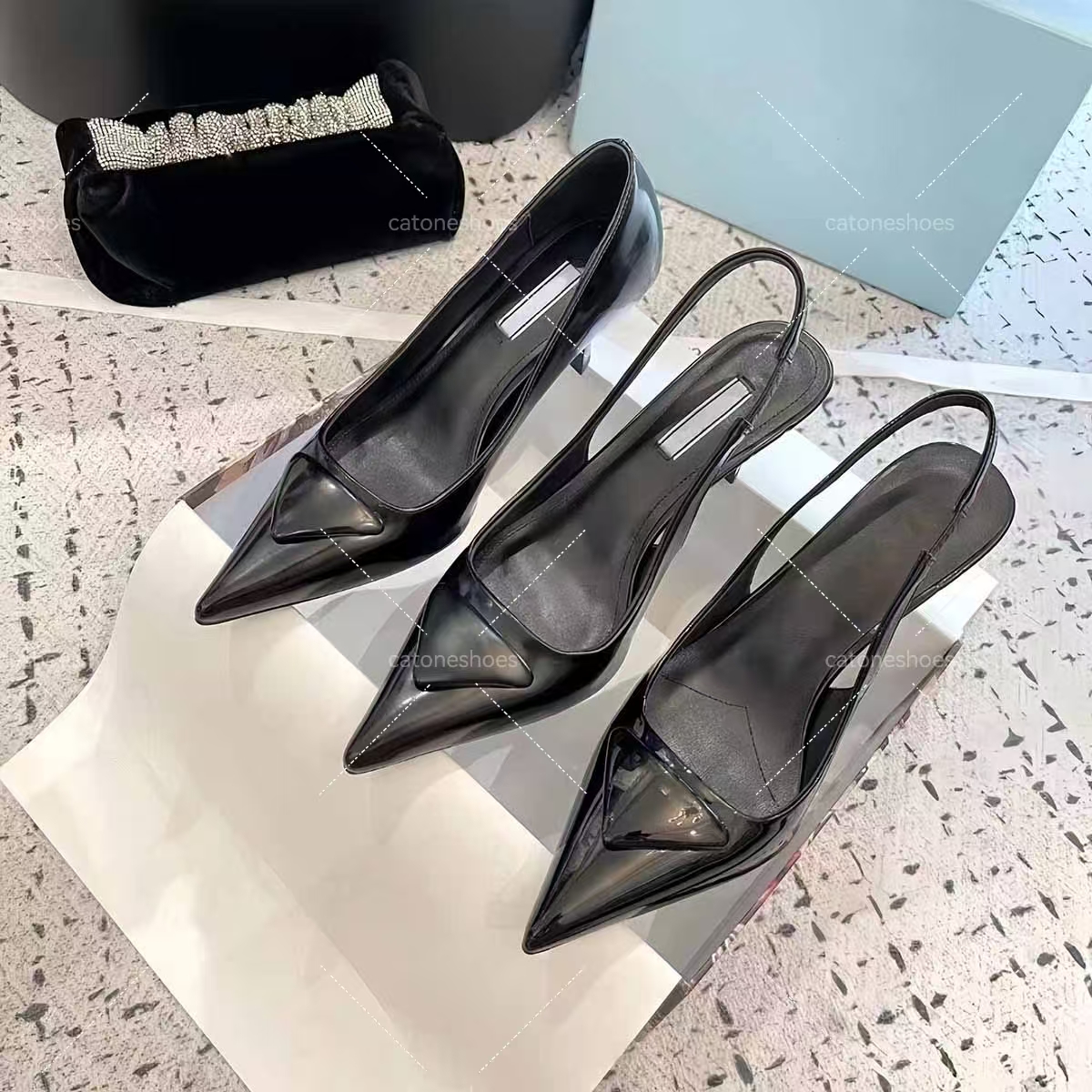 designer heels women slingback heels Rhinestone Low heel high heels luxurious Temperament pumps Wedding Shoes Banquet Shoes Dress Shoes Genuine Leather Soles