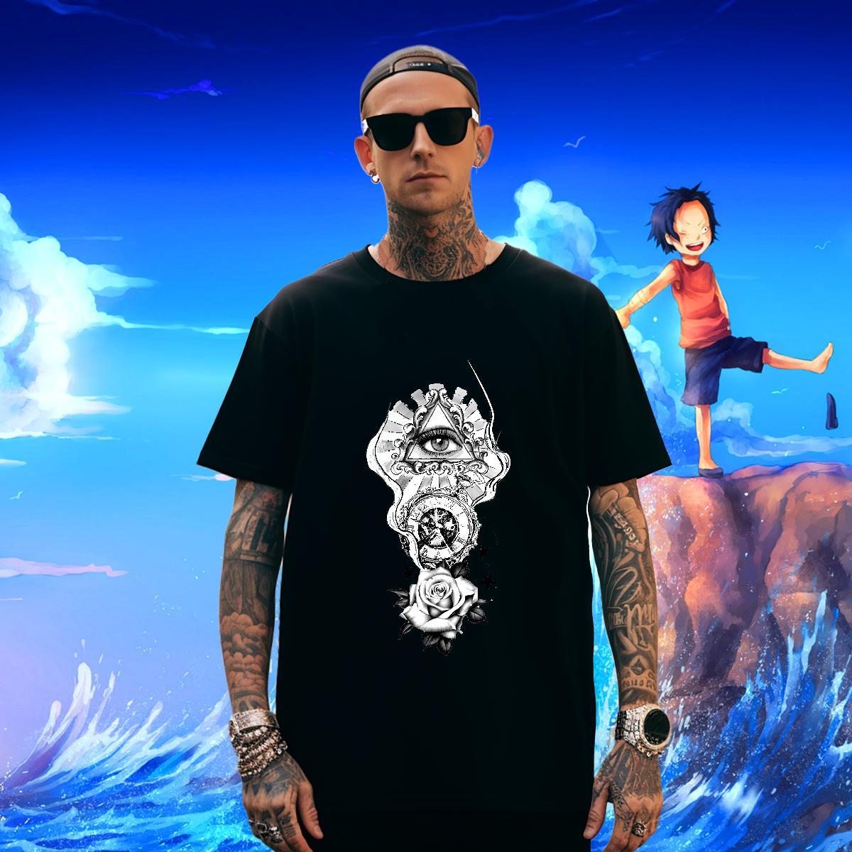 Loose T Shirt For Man 230g Cotton eye of the devil Street Floral Print Breathable Soft Couples T Shirts Free Shipping Wear