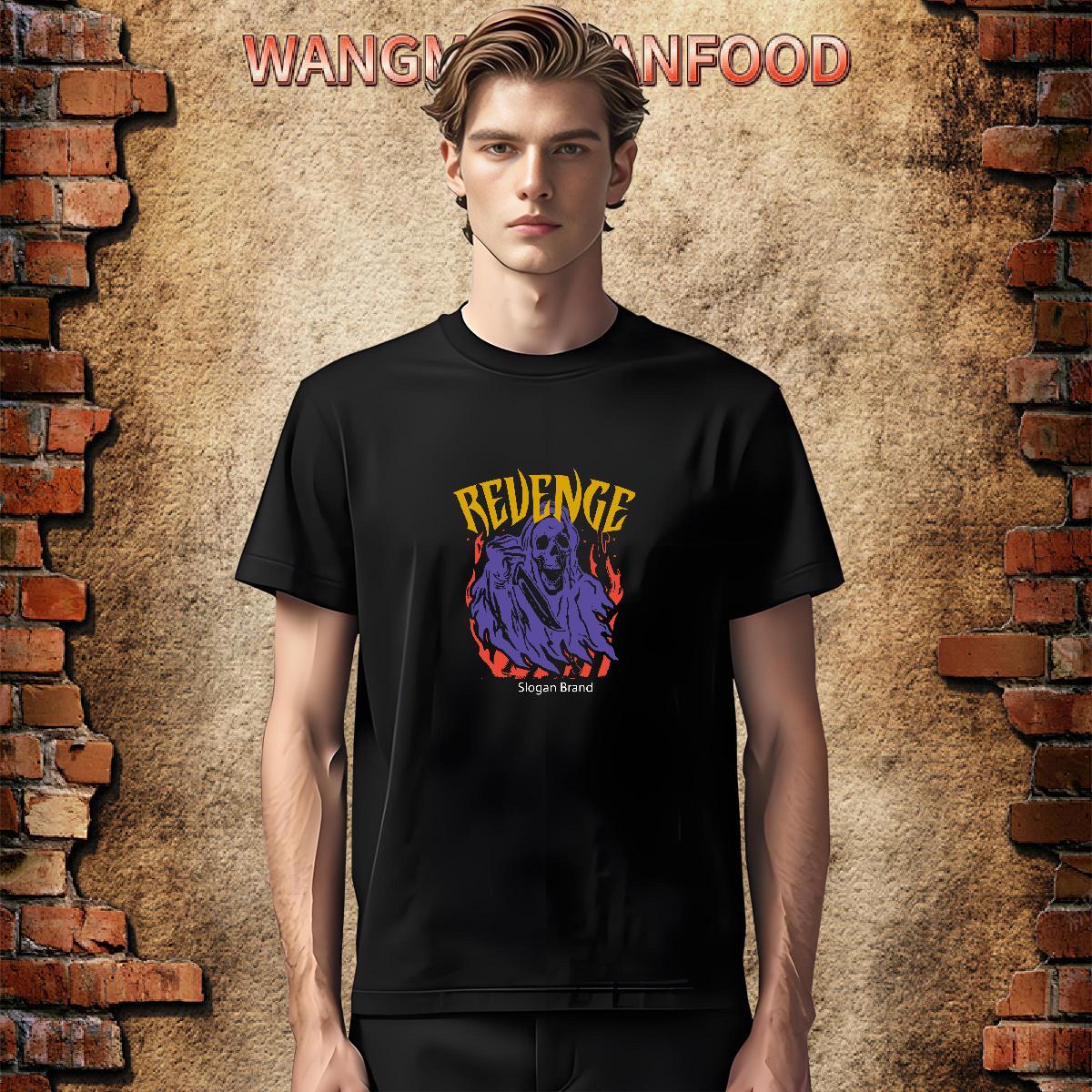 Wholesale T shirt 230g Pure Cotton skull Sport Custom Print Oversized Breathable Soft Mens Tshirts 2024 DIY Tee Shirt