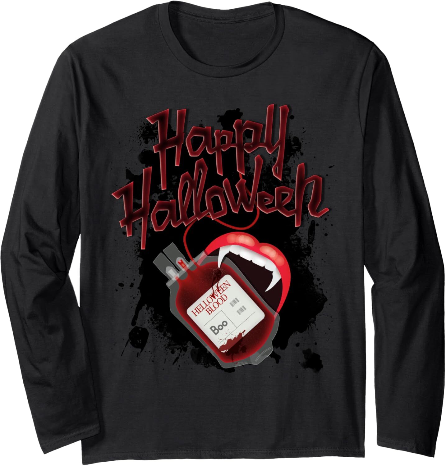 Long Sleeve Shirts for Men sweatshirt Funny Happy Halloween Creepy Boo Blood for Vampire Long Sleeve Tee Streetwear Casual tops clothes