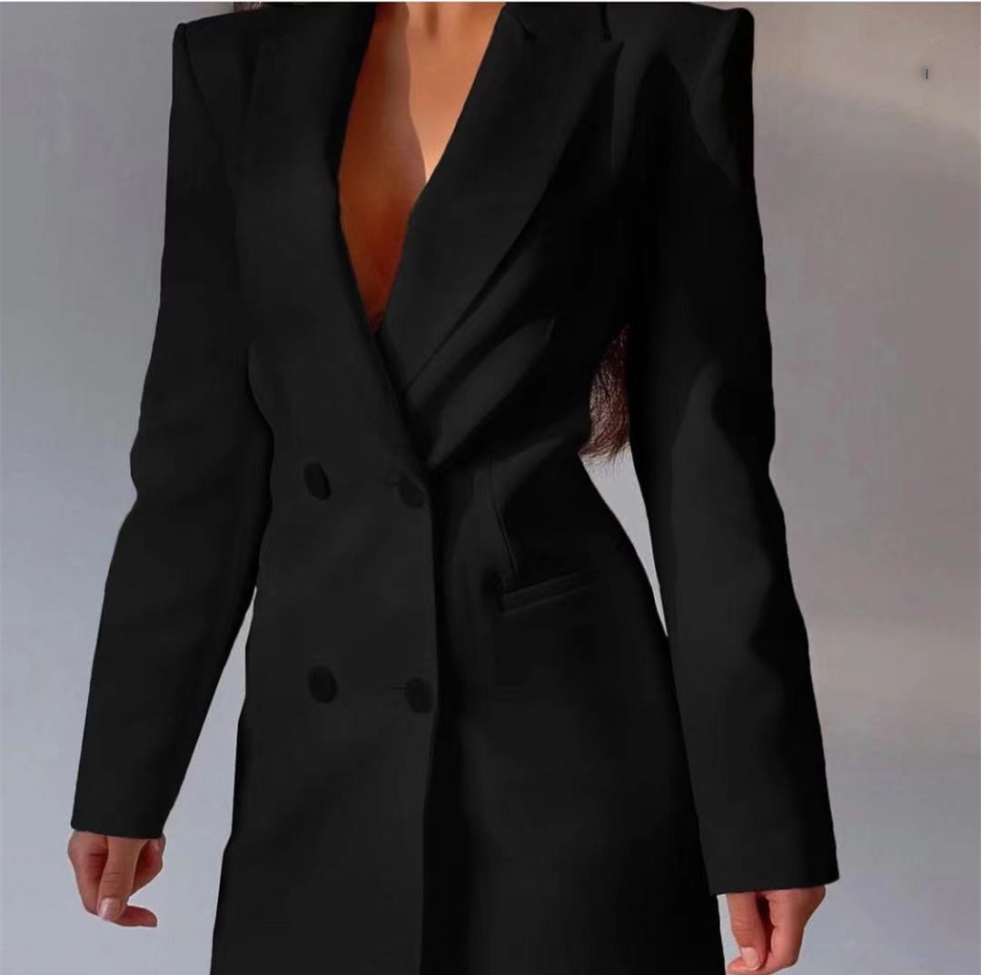 Women's Clothing Sexy Backless Double-Breasted Blazer Dress Women's Casual Wear White Red Black