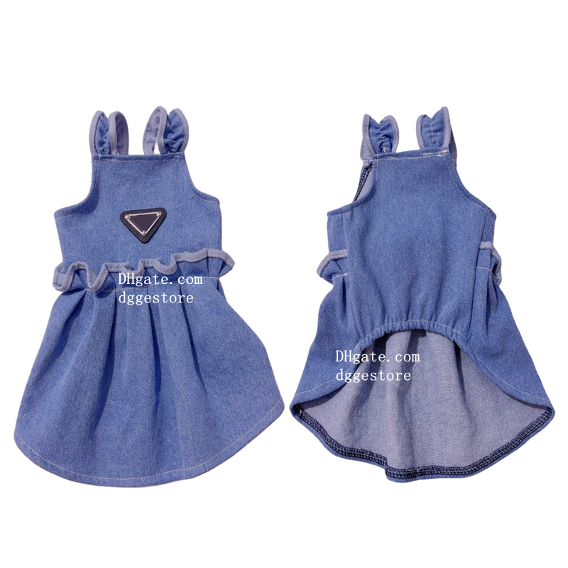 free shipping Designer Dog Apparel Ruffle Trim Princess Cat Vest Summer Dress Pet Clothes for Small Medium Cats Dogs Kitten Puppy Blue M Y100