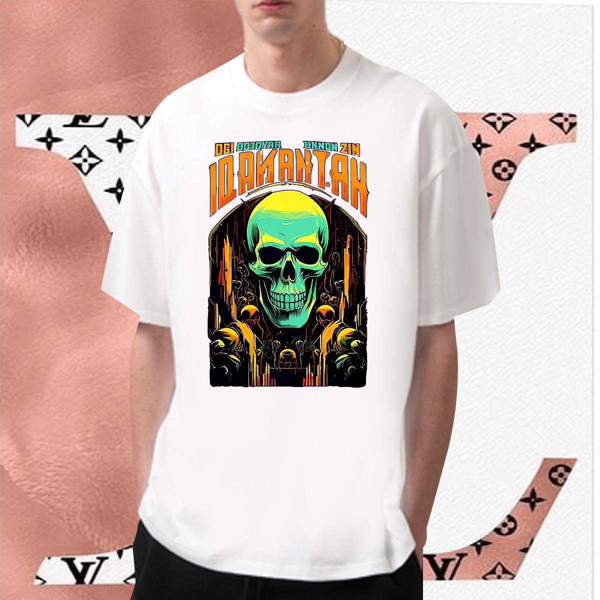Brand T-Shirts for Men 100% Cotton 230g skull Daily Outfit Custom Printed Crew Neck Couples T Shirts Fashion Design Polos
