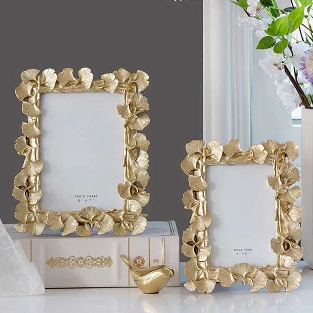 Frames Creative Retro Golden American Ginkgo Leaves Suitable for Decorative Painting 4-inch 6-inch Picture Frame CL241231 H260306