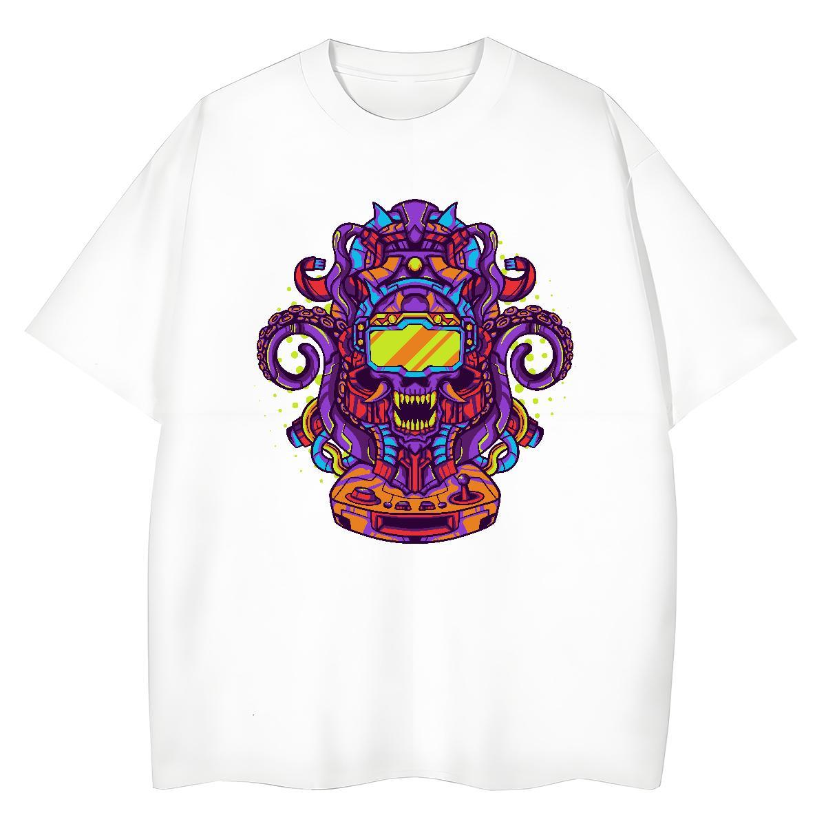 Comfortable T Shirt For Man 230g Pure Cotton skull Street White Plus Size Crew Neck Men Tshirts Factory Direct Polos
