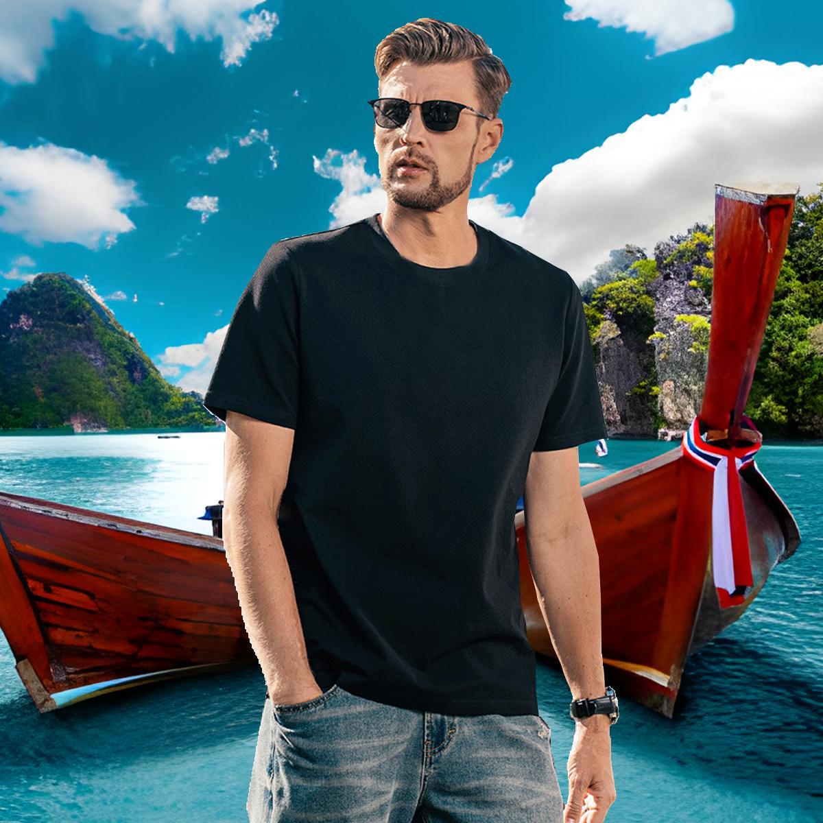 Cool Man T Shirts 230g Cotton eye of the devil Sport DIY Printed Round Neck Short Sleeve Tshirts Casual New Clothes