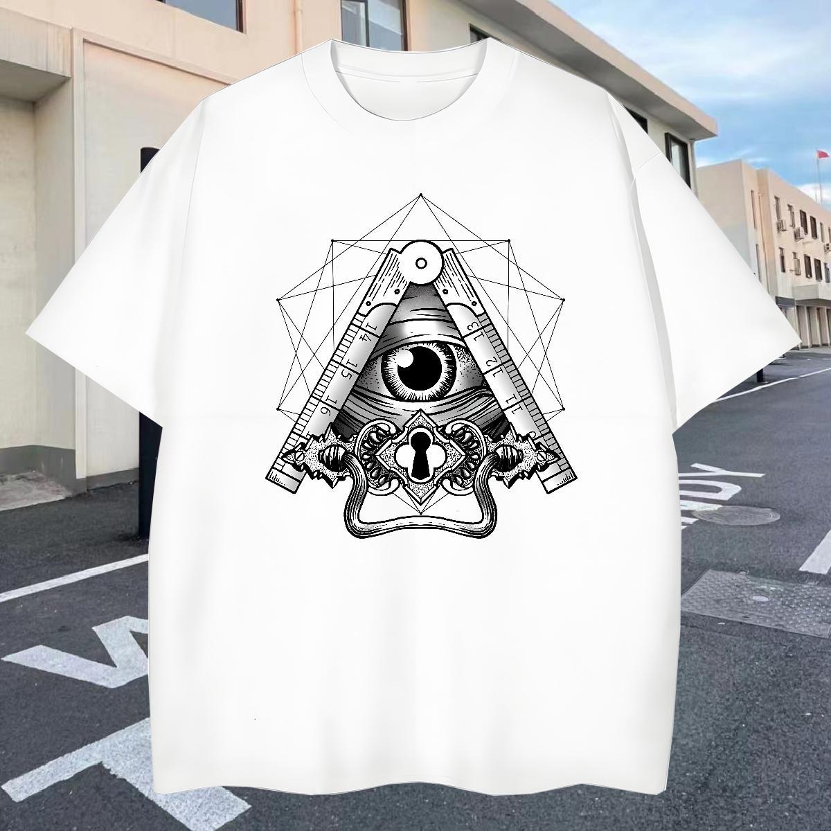 Designer Men T Shirts 230g Cotton eye of the devil Street wear Hip Hop Skull Breathable Mens Tshirts 2024 DIY Polos