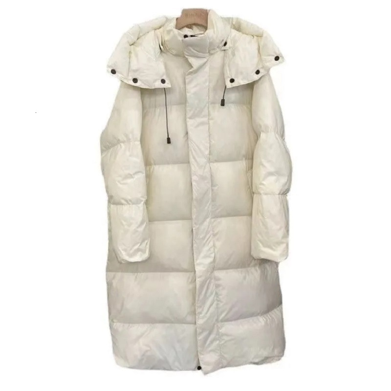 Winter New South Korea Dongdaemun Long Down Cotton Jacket Womens Thick Hooded Breadcoat Loose Knee Over Coat