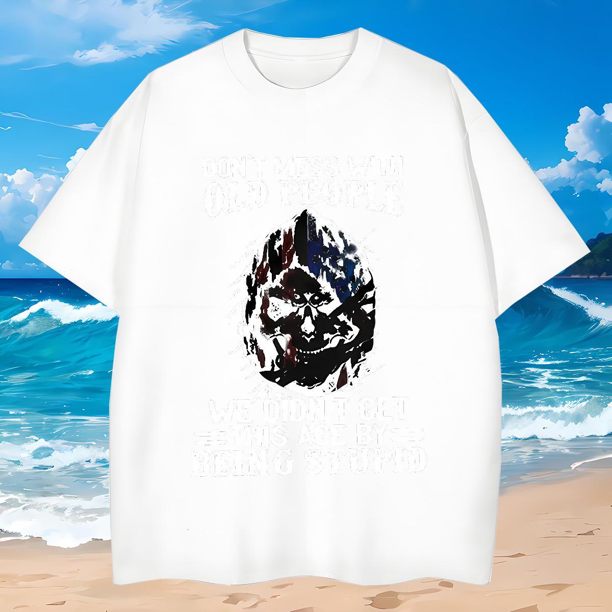 Unisex T-Shirts 230g Pure Cotton skull Casual Daily Wear Asian Size Breathable Short Sleeve Men Tshirts 2024 New Tops Shirt