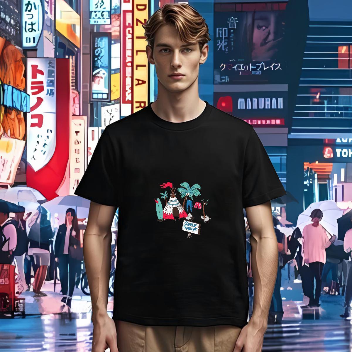 Classic T Shirts Men 230g 100% Cotton beach Casual Floral Print Pure Cotton Men Clothes T-Shirt Classic Casual Tees Shirts