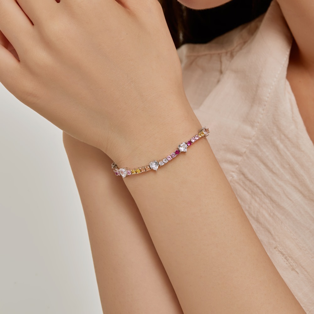 Japanese and Korean New S Pure Sier Bracelet High grade Love Diamond Zircon Inlaid Fashion Versatile Women's Handicraft