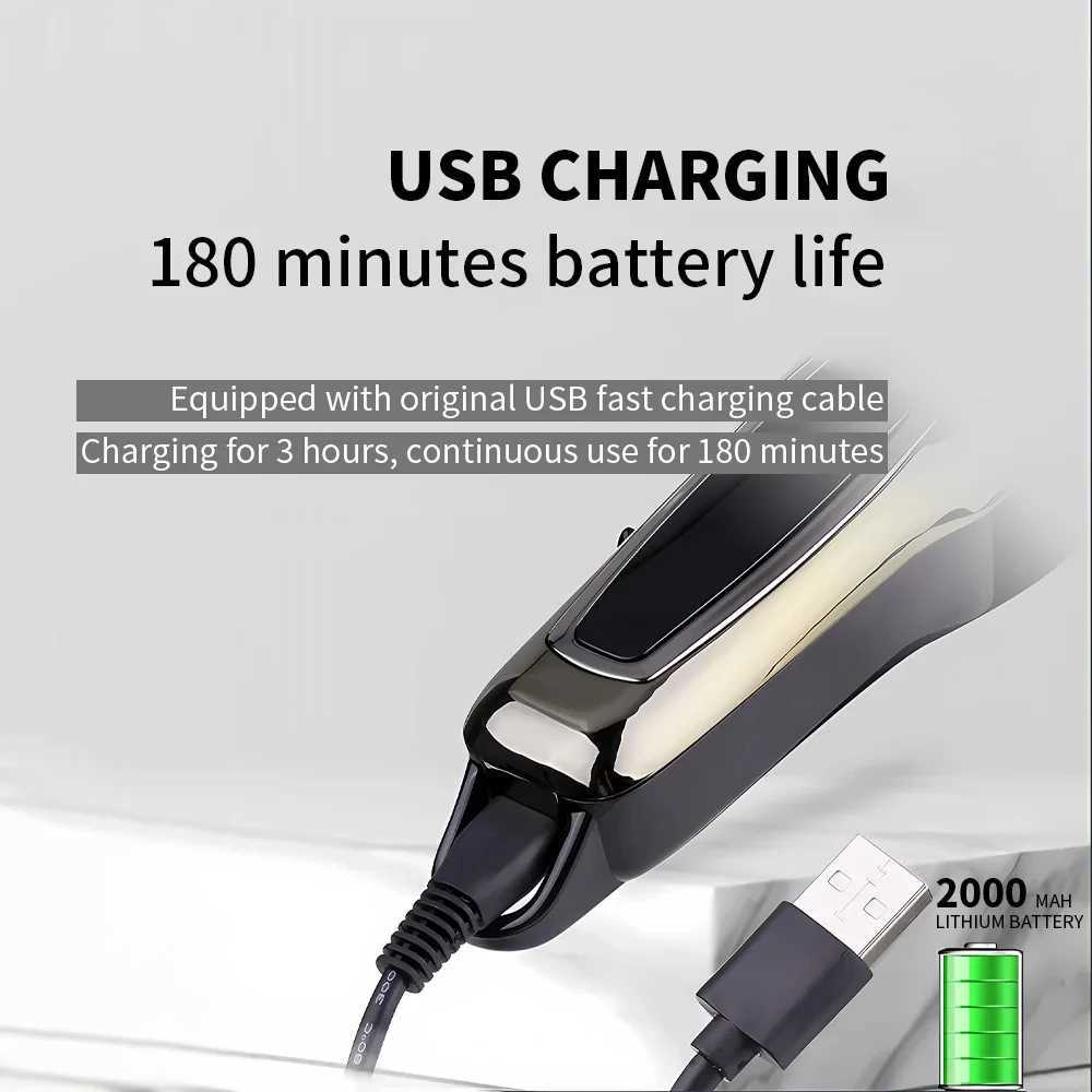 Kemei KM-PG1990A USB Rechargeable Electric Hair Clipper Professional Cordless Men Hair Trimmer Mens Hair Cutting Machine W241227