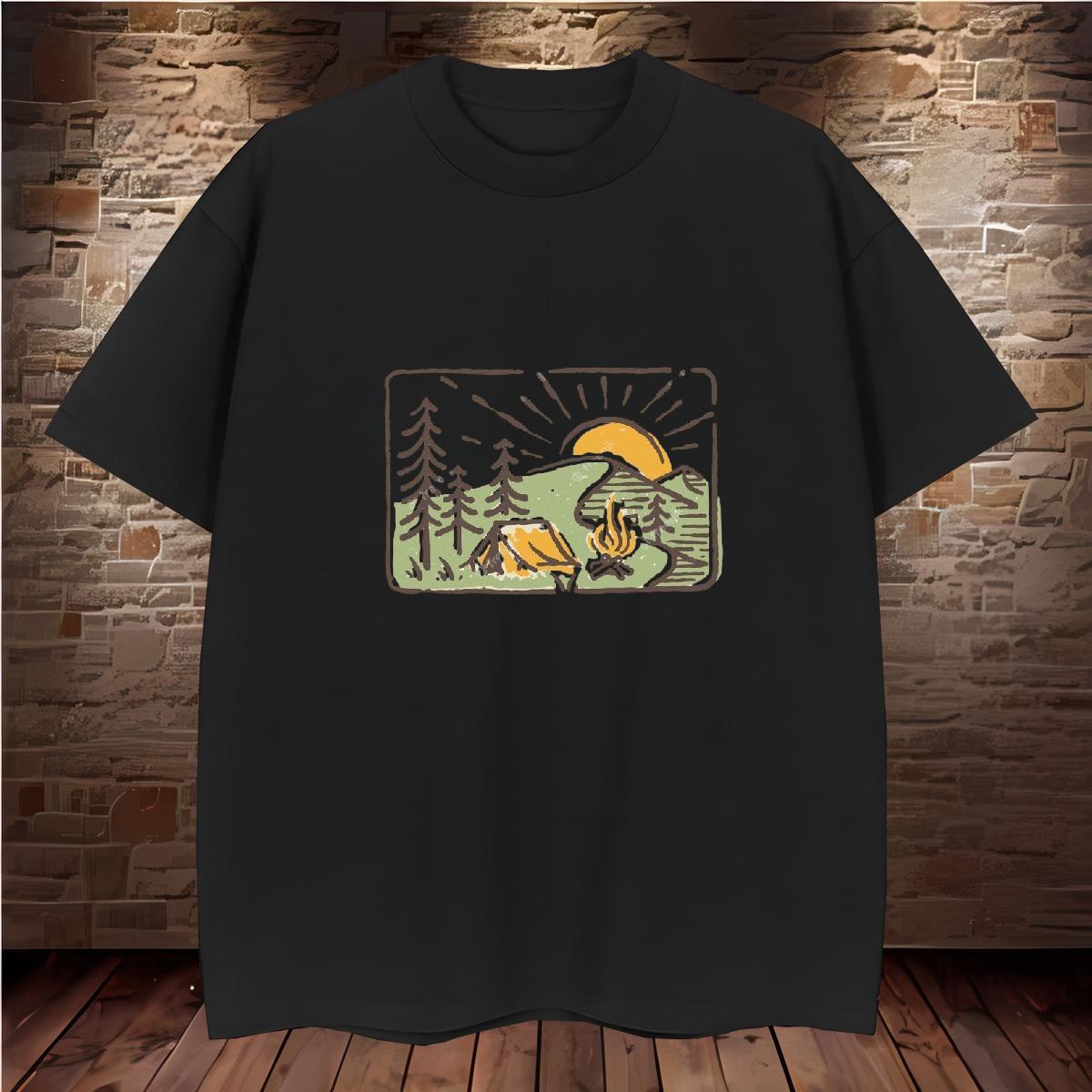 TOP Quality T shirt 230g Pure Cotton mountains Outdoor Oversized 4XL Breathable Short Sleeve Men Tees 2024 Designer Tee Shirt