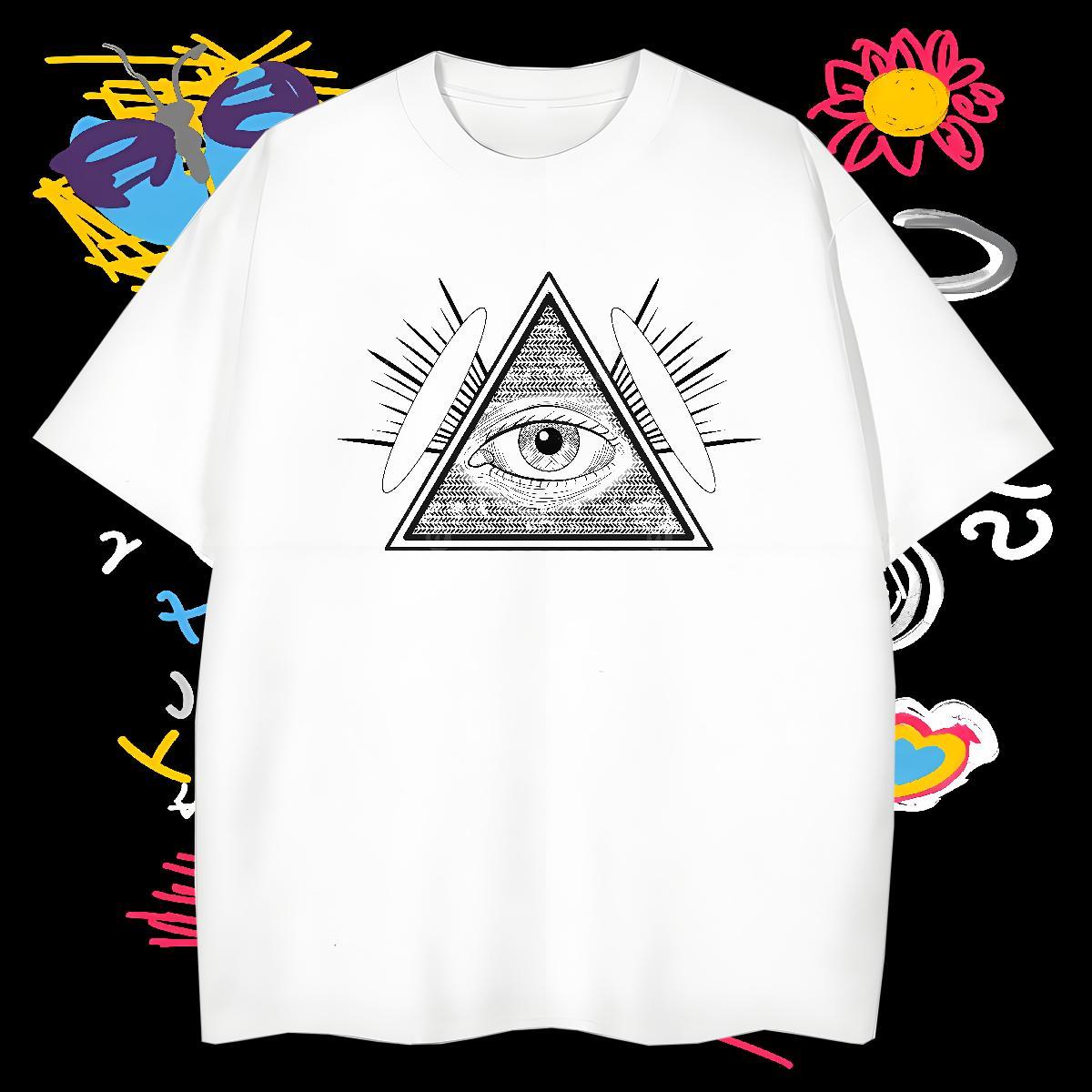 High Quality T-Shirts 100% Cotton 230g eye of the devil High Street Hip Hop Custom Printed O-Neck Short Sleeve Men Clothes T-Shirt Stylist Clothings