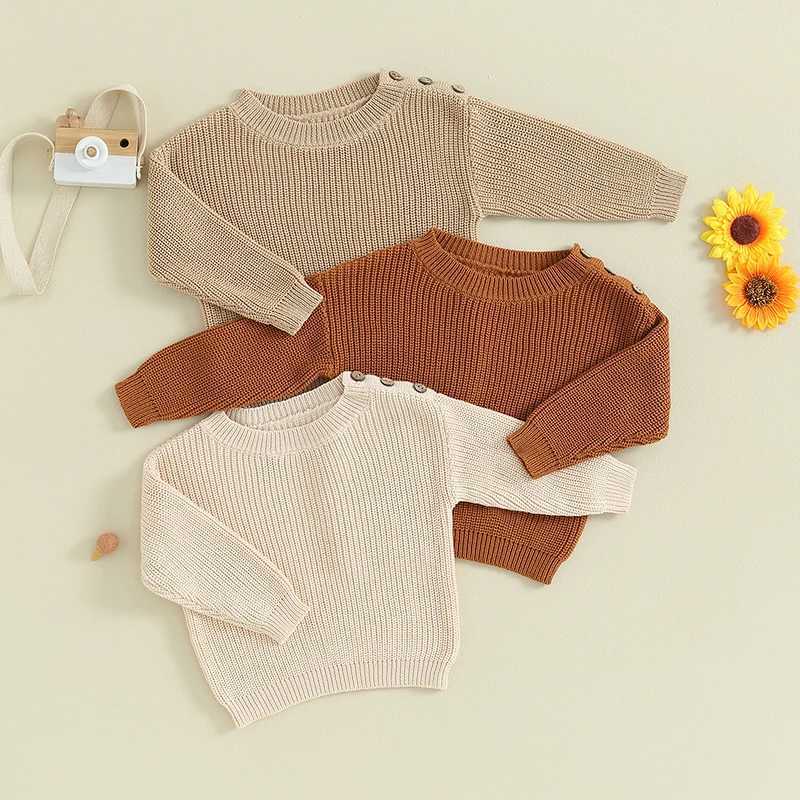 FOCUSNORM 3 Colors Autumn Winter Baby Boys and Girls Sweater 0-3Y Solid Shoulder Button Long Sleeve Zipper Autumn KnittedW240824