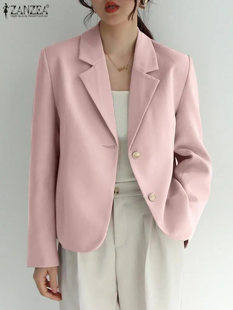 Fashion ZANZEA Autumn Women Blazer Solid Suits Full Sleeved Casual Loose Party Jackets Formal OL Office Blazer Streetwear 240826