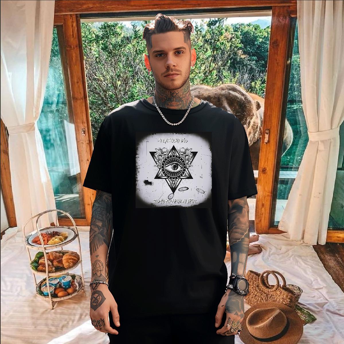Free Shipping T Shirts Men 230g Cotton eye of the devil Street Wear Custom Print Plus Size Crew Neck Breathable Men Tops Tees DIY Customized Tees Shir