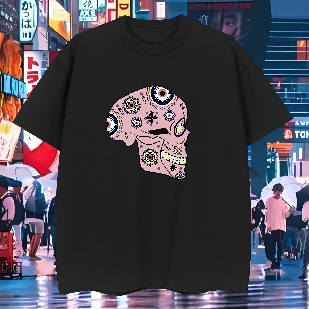 Free Shipping T Shirt For Man 230g Pure Cotton skull Sports Casual Plus Size Custom Breathable Crew Neck Men Tshirts 2024 Designer Tops Shirt
