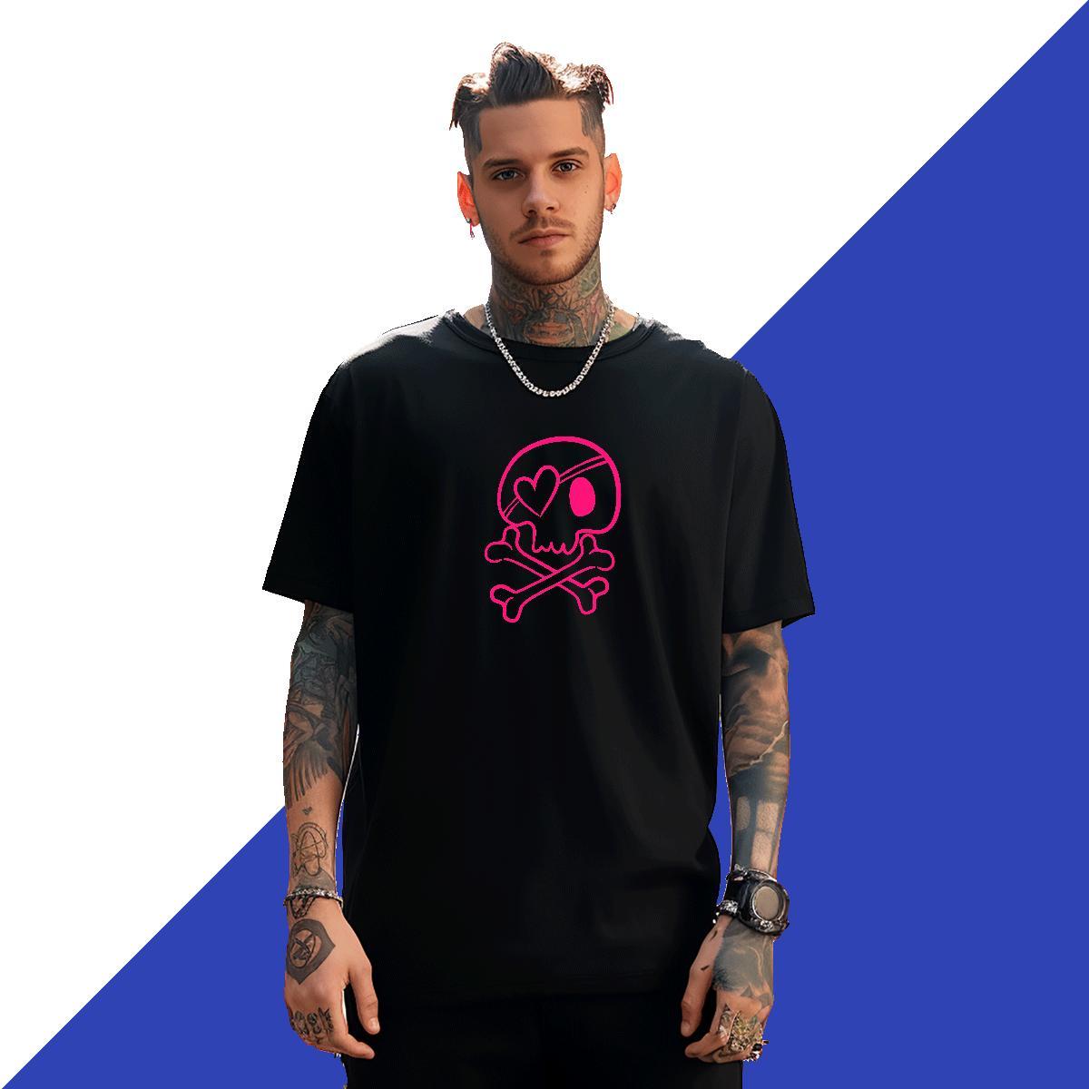 Classic T shirt 230g Pure Cotton skull Daily Outfit DIY Logo Oversized Breathable Crew Neck Men Clothes T-Shirt Custom Clothings
