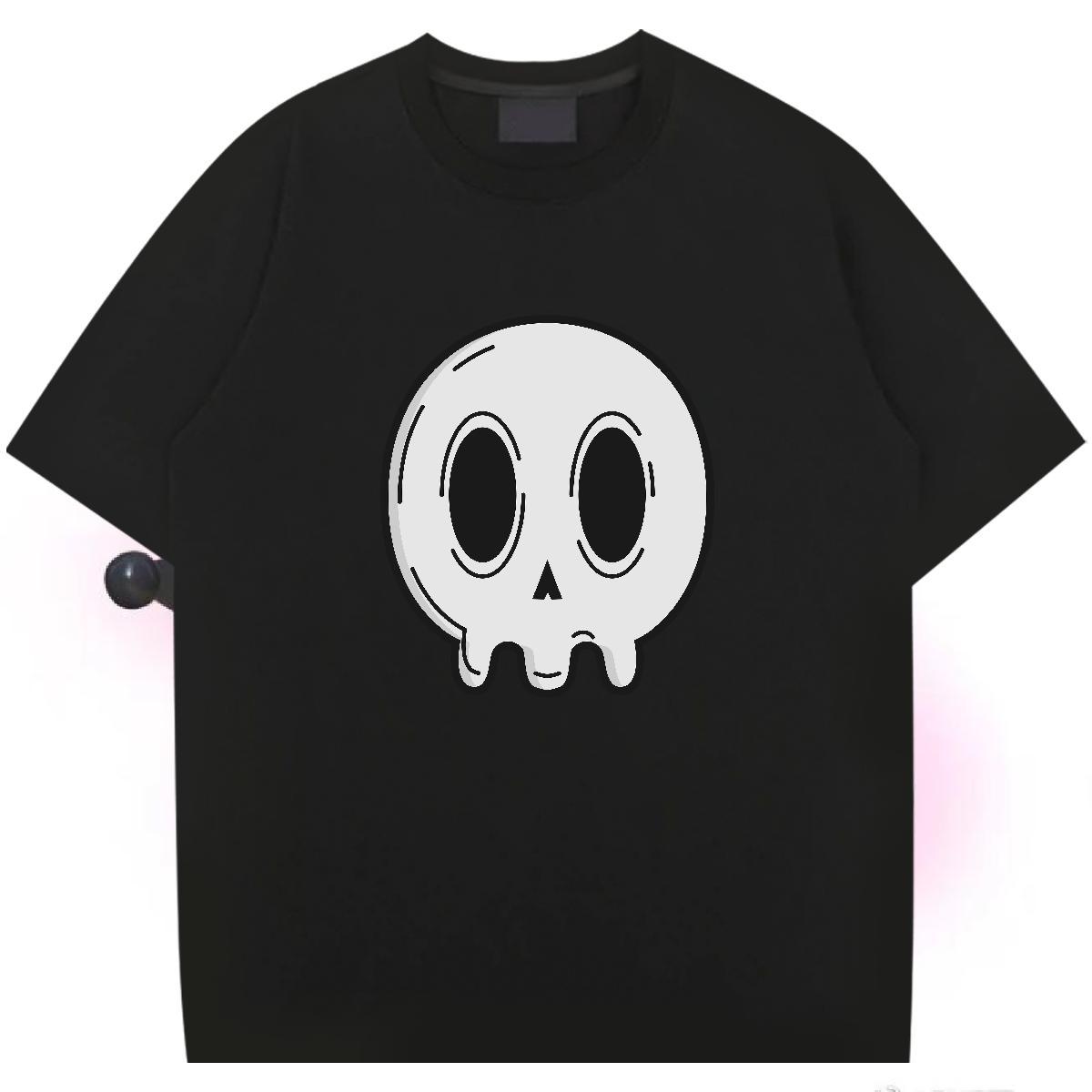 Wholesale T-Shirts for Men 230g Cotton skull Daily Wear DIY Logo Oversized Short Sleeve O-Neck Men Clothes T-Shirt Brand Tops
