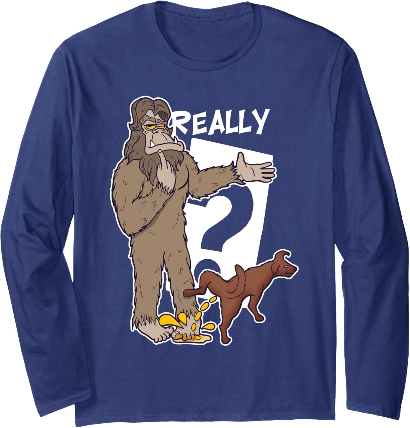 Long Sleeve Shirts for Men sweatshirt REALLY? Funny Dog Peeing on Bigfoot Leg Funny Gift Long Sleeve Tee Streetwear Casual tops clothes