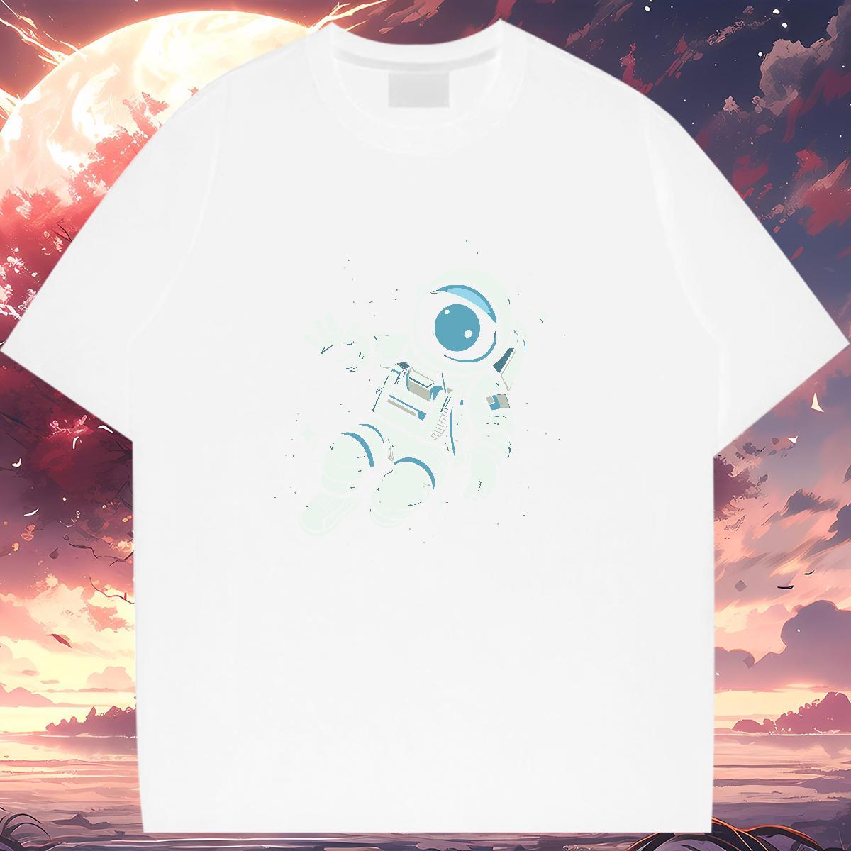 Soft Women Tees 230g 100% Cotton universe Street Woman T Shirts Breathable Crew Neck Anime Top Shirts