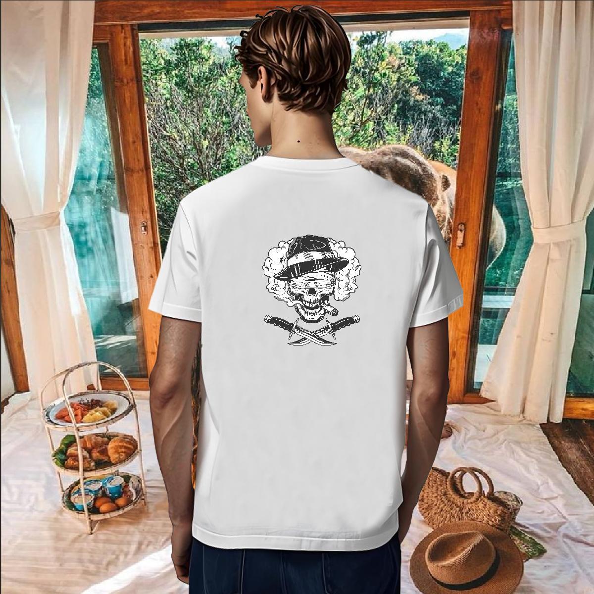 Designer Men T Shirts 230g Pure Cotton skull Anime Printing Street Asian Size Breathable Short Sleeve Mens Tshirts Fashion Clothings