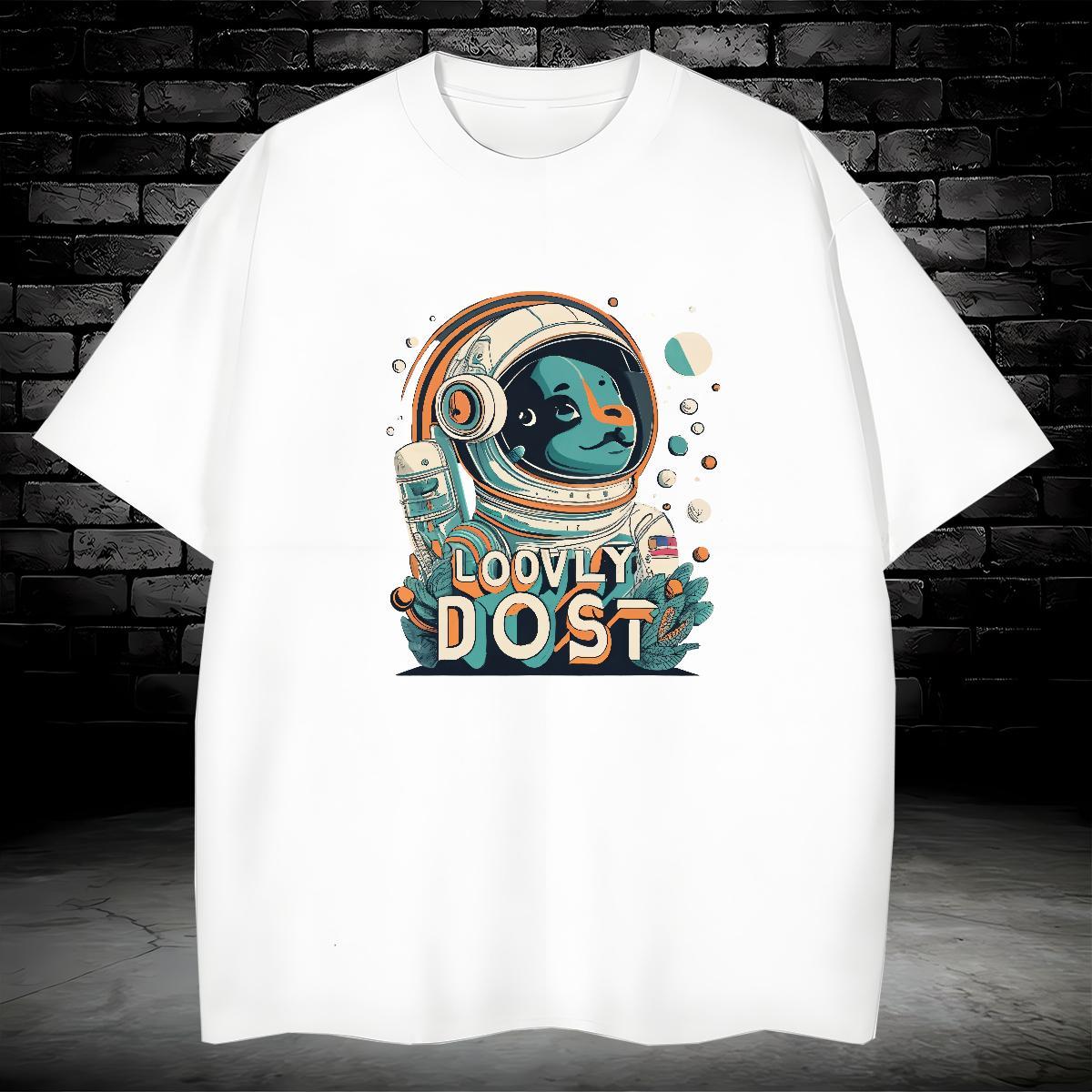 Comfortable T shirt 230g Cotton spaceman Spring Summer Asian Size O Neck Short Sleeves Tshirt for Man Woman DIY Customized Tops Shirt