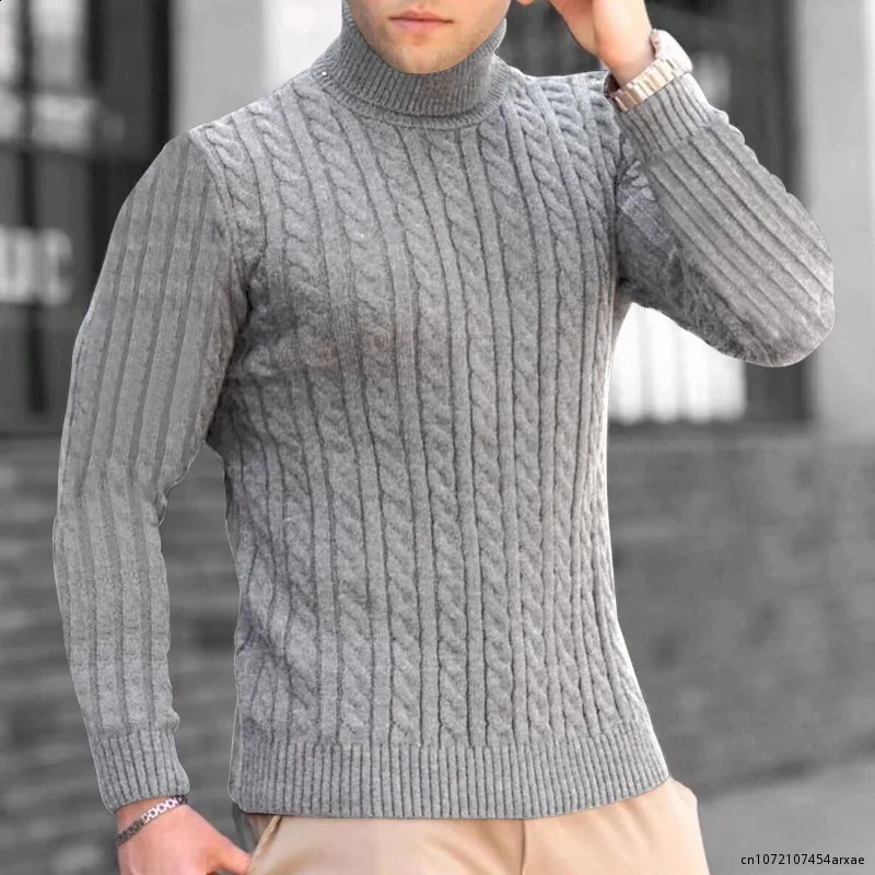 Winter Mens Turtleneck Sweater Knitwear Large Size Clothes Casual Pullovers Personality Fashion Cold Shirts 240824