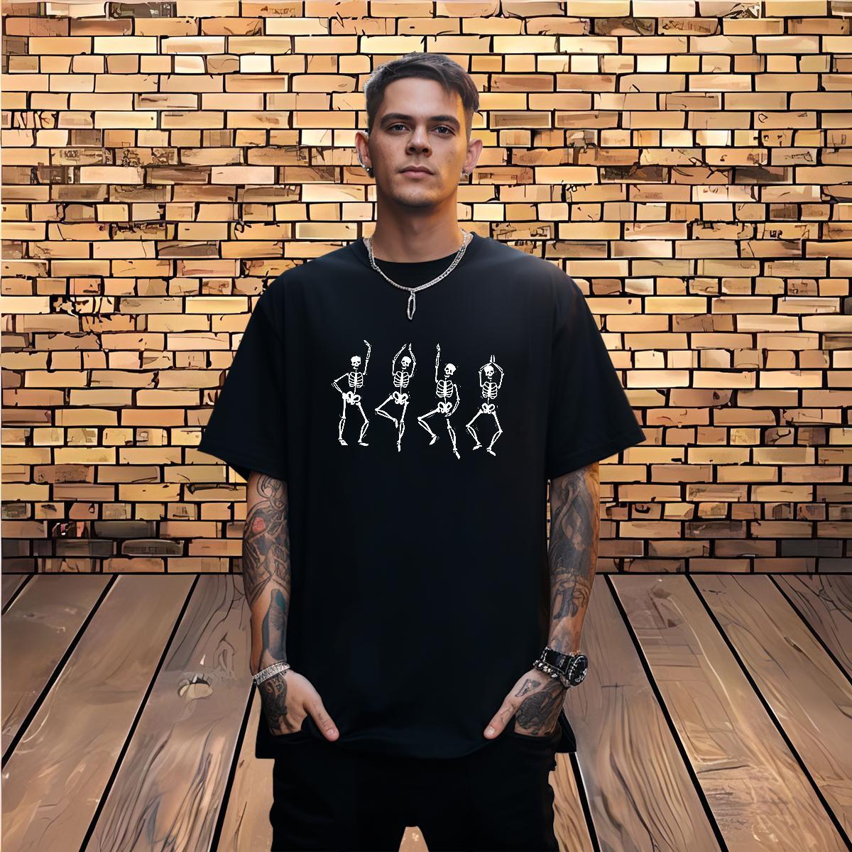 Popular Man T Shirts 230g Pure Cotton dance Casual Daily Wear Black White Crew Neck Breathable Men Tops Tees 2024 Designer Clothes