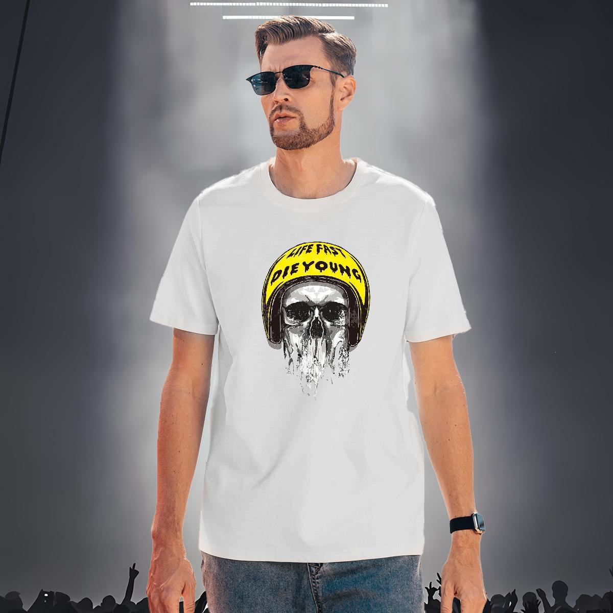 Unisex T Shirt For Man 230g Cotton skull Street Wear Asian Size Breathable Men Clothes T-Shirt DIY Customized Tops Tees