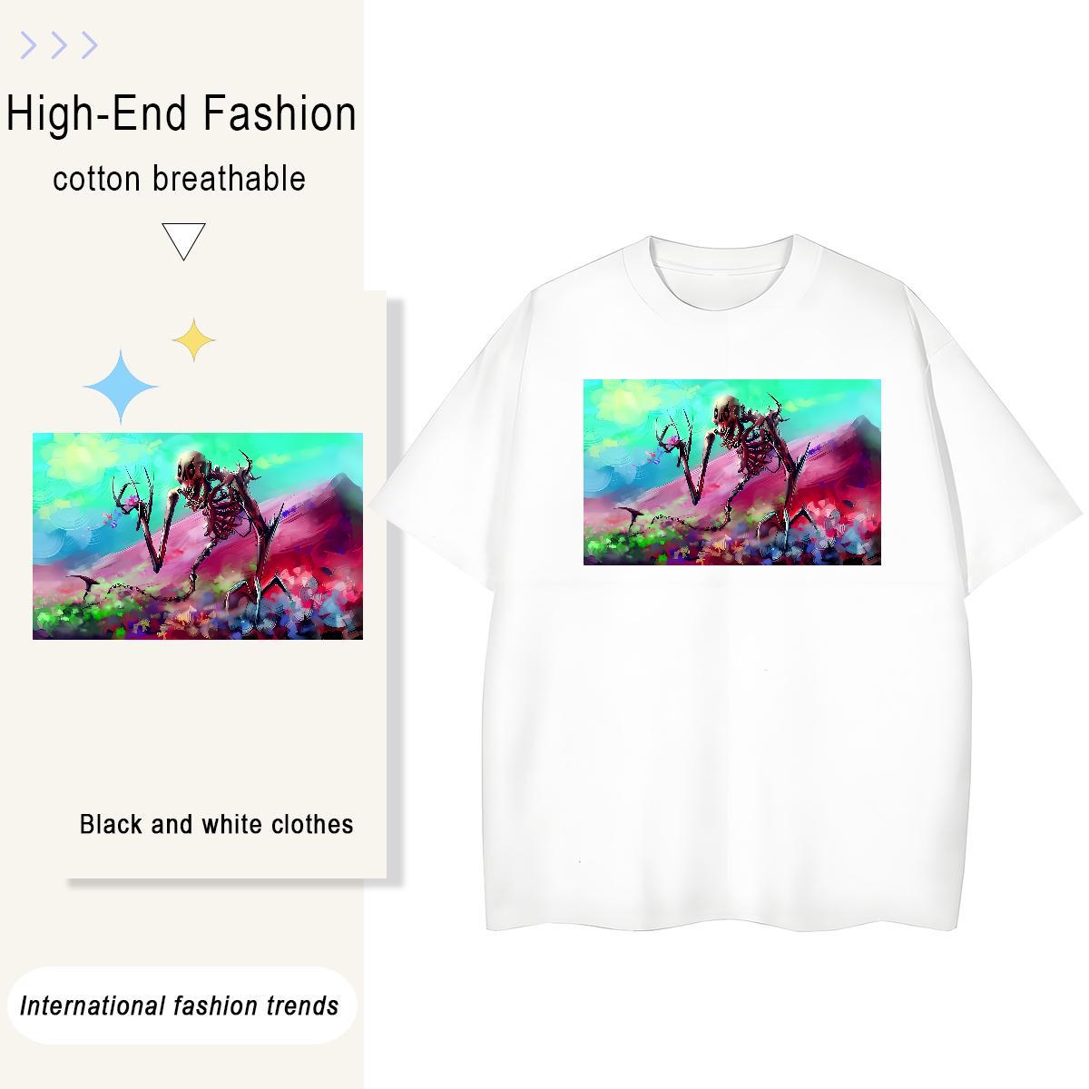 Designer T-Shirts for Men 230g Pure Cotton skull Spring Summer Plus Size Custom Breathable Short Sleeve Tshirt for Man Woman Fashion Tee Shirt