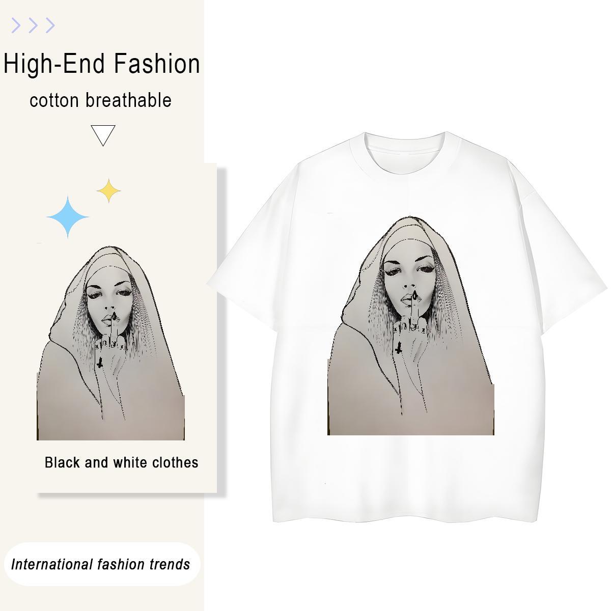 Designer Nice Women Tshirts 230g Pure Cotton nun Daily Wear Woman T Shirts Breathable Custom Print Plus Size Polos