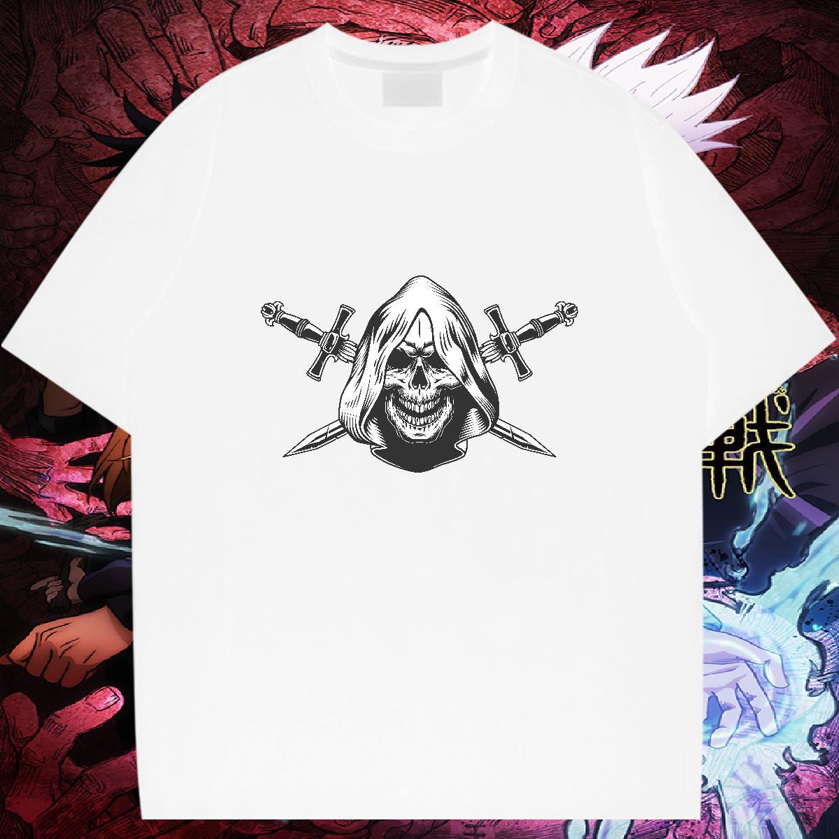 Loose T Shirts Men 230g Pure Cotton skull Sport Customized Print Breathable Soft Men Tshirts New Tops Tees