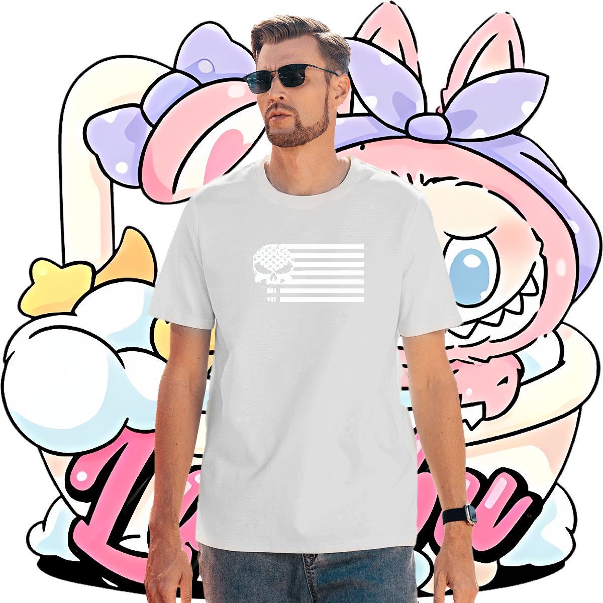 Classic Man T Shirts 100% Cotton 230g skull Anime Printing Street Asian Size Short Sleeve Soft Men Tshirts Fashion Casual Tops