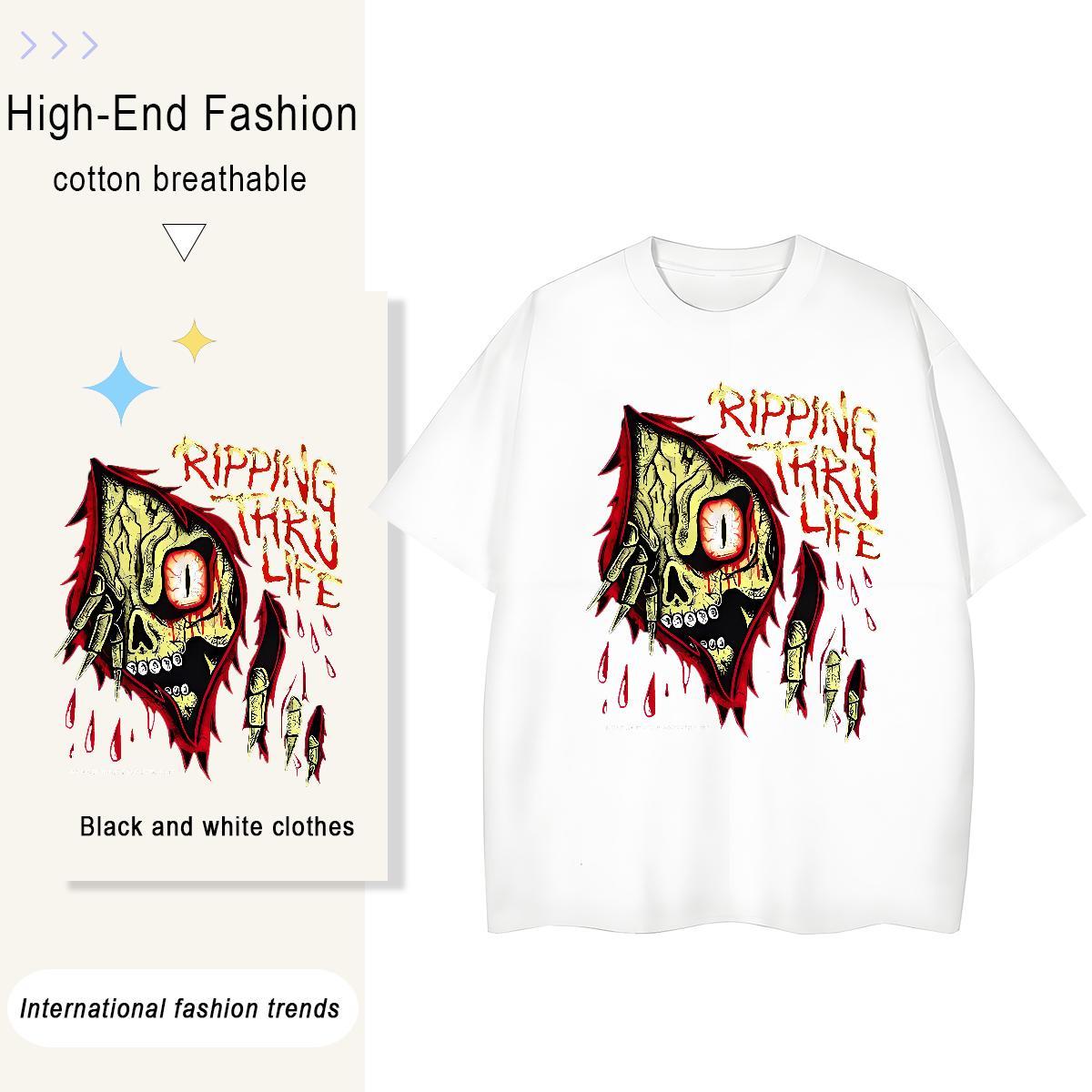 Unisex Women Tees 100% Cotton 230g SCARY Sport T-Shirts Round Neck Short Sleeve Customized Print Top Shirts